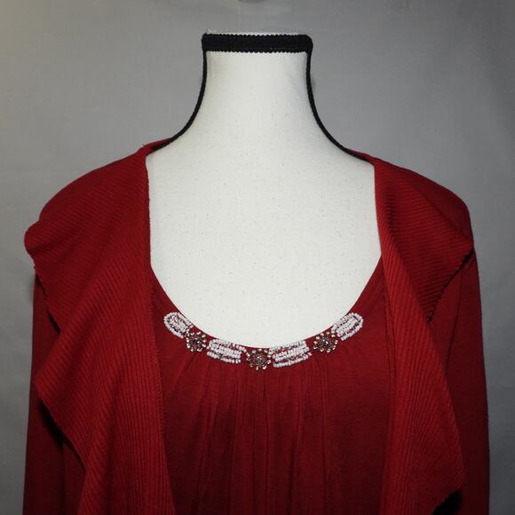 Cable and gauge long sleeve red blouse women’s size large - Picture 5 of 7
